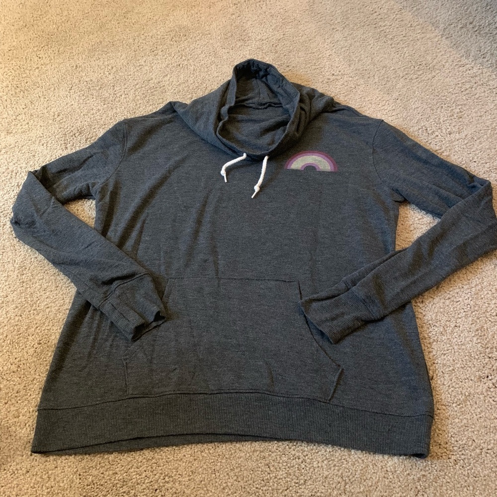 Cowl neck rainbow tunic sweatshirt